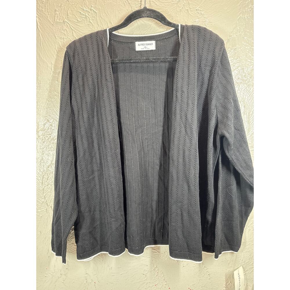 Alfred Dunner Grand Street Black Button Up Cardigan Womens Size XL NWT‎